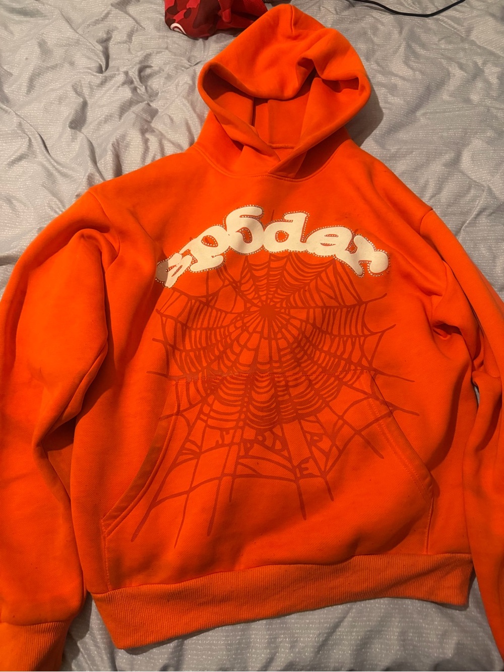 Men's Orange sp5der Hoodie no damage size medium
